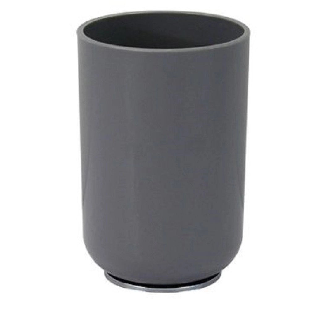 Trade Shop - Bicchiere Portaspazzolini Dentifricio Grigio Silver Accessori Arredo Bagno 79894 -
