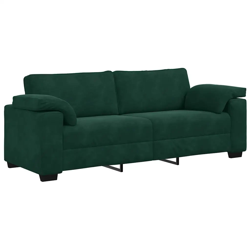 Divano a 3 Posti-Sofa 3 Posti Verde Scuro 178 cm in Velluto