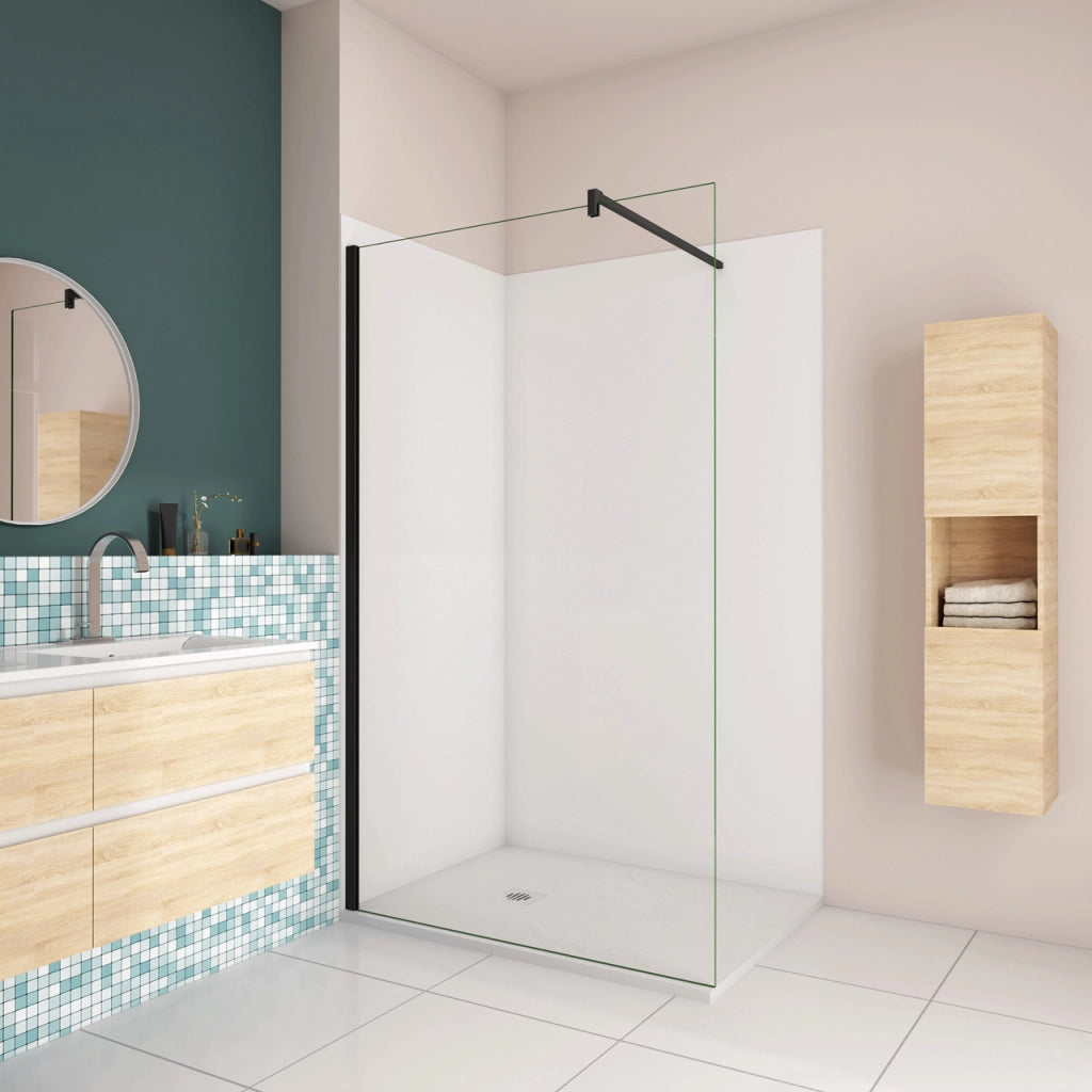 H.210 cm Pannello Doccia ad Angolo 40x40 cm Realizzato in Alluminio da 3 mm con Profili Finitura Bianco Opaco per Rivestimento Parete Bagno
