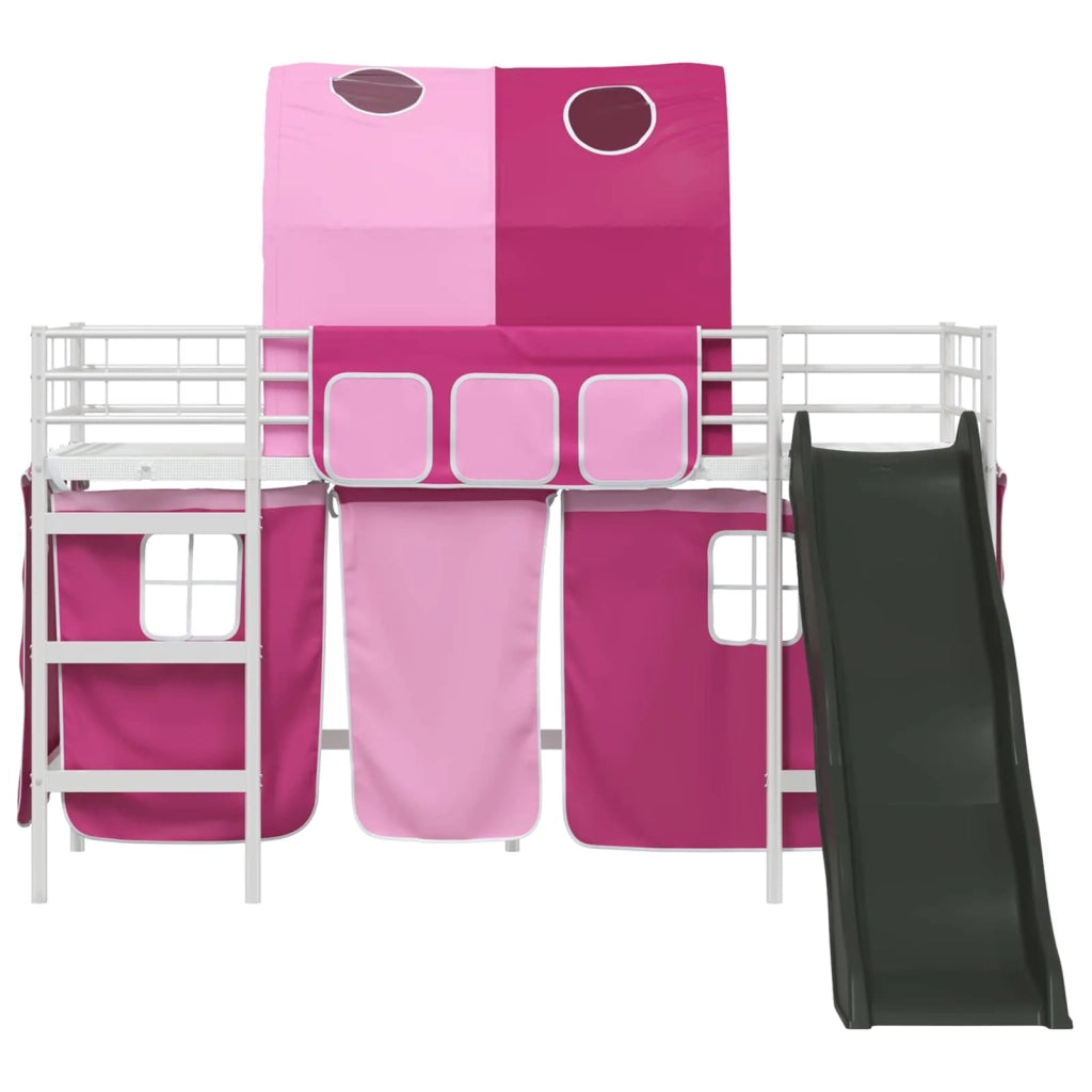 Struttura del letto loft per bambini Bianco e Rosa Metallo