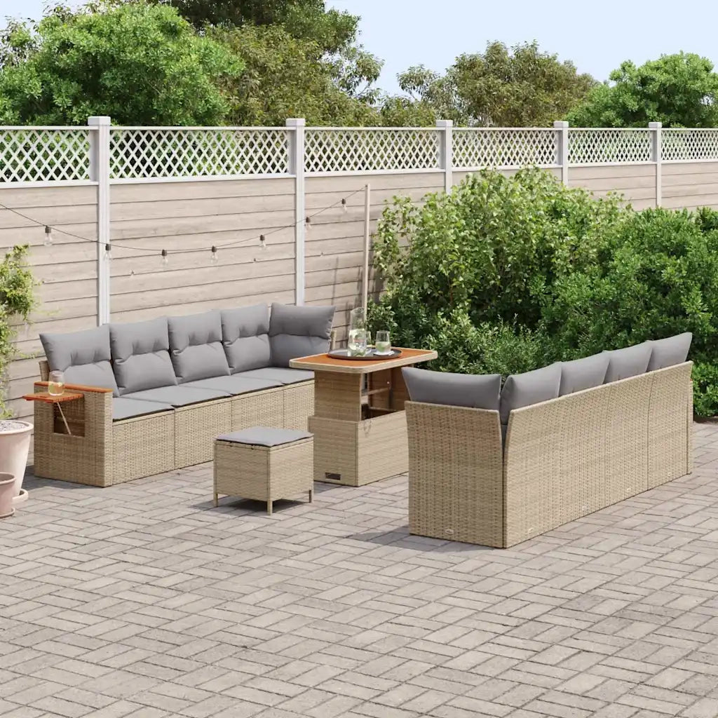Set Divano da Giardino 12 pcs Beige e Grigio Chiaro polyrattan 3365102