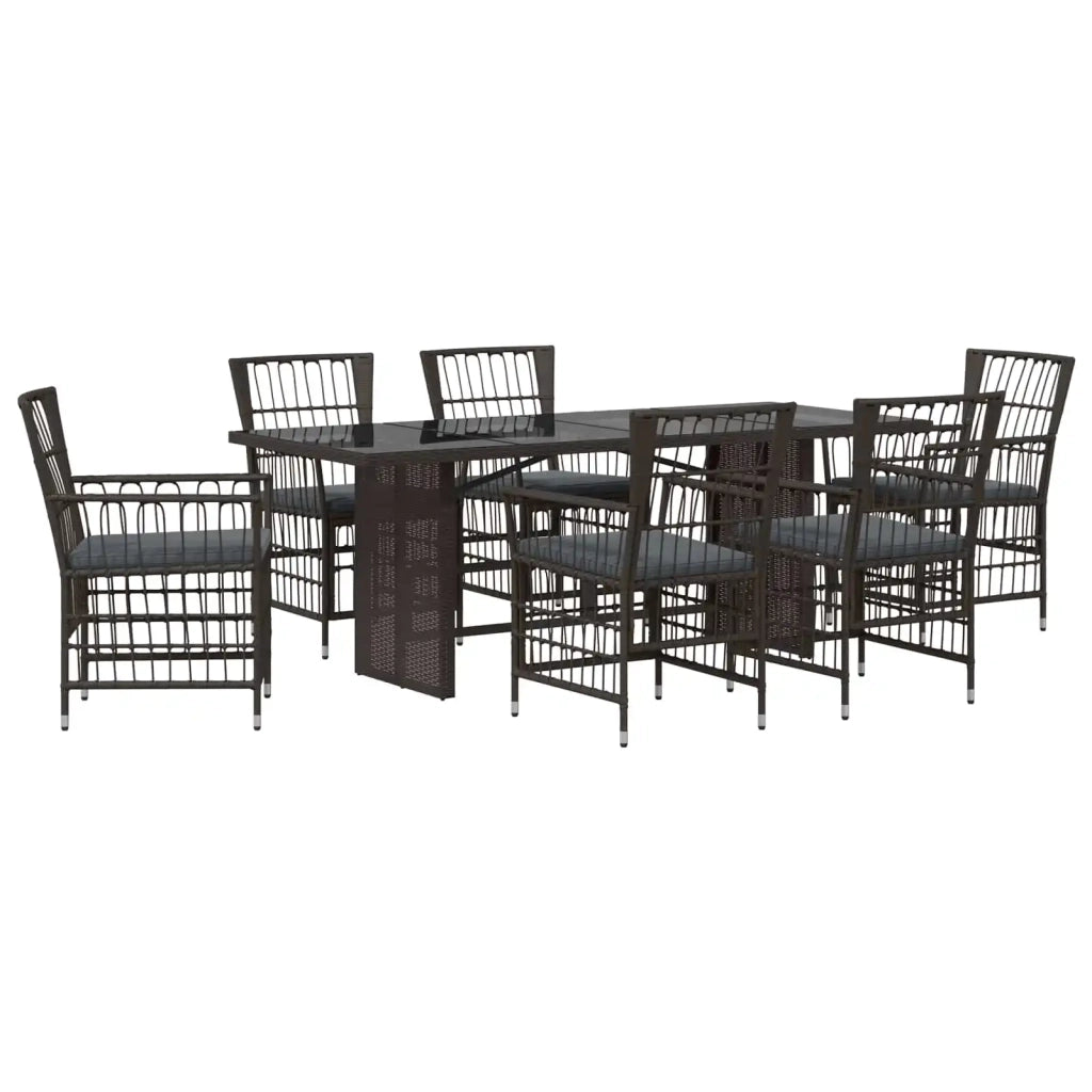 Set da pranzo per esterni 7 pz Nero polyrattan 3448948
