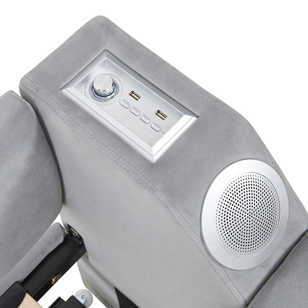 Divano letto - Xylo - 90x190 cm Bluetooth USB velluto grigio chiaro