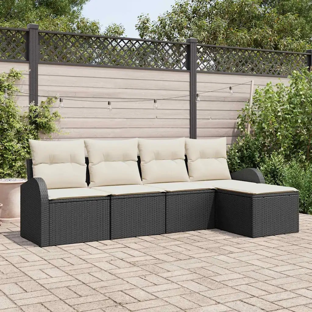 Set Divano da Giardino 5 pcs Nero polyrattan 3345997