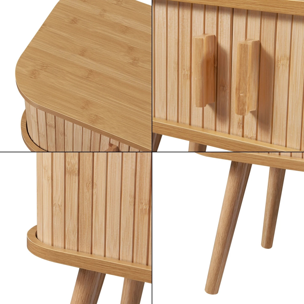 Tavolino con ante scorrevoli MDF legno di bambù 48 x 30 x 45 cm naturale 03_0010939