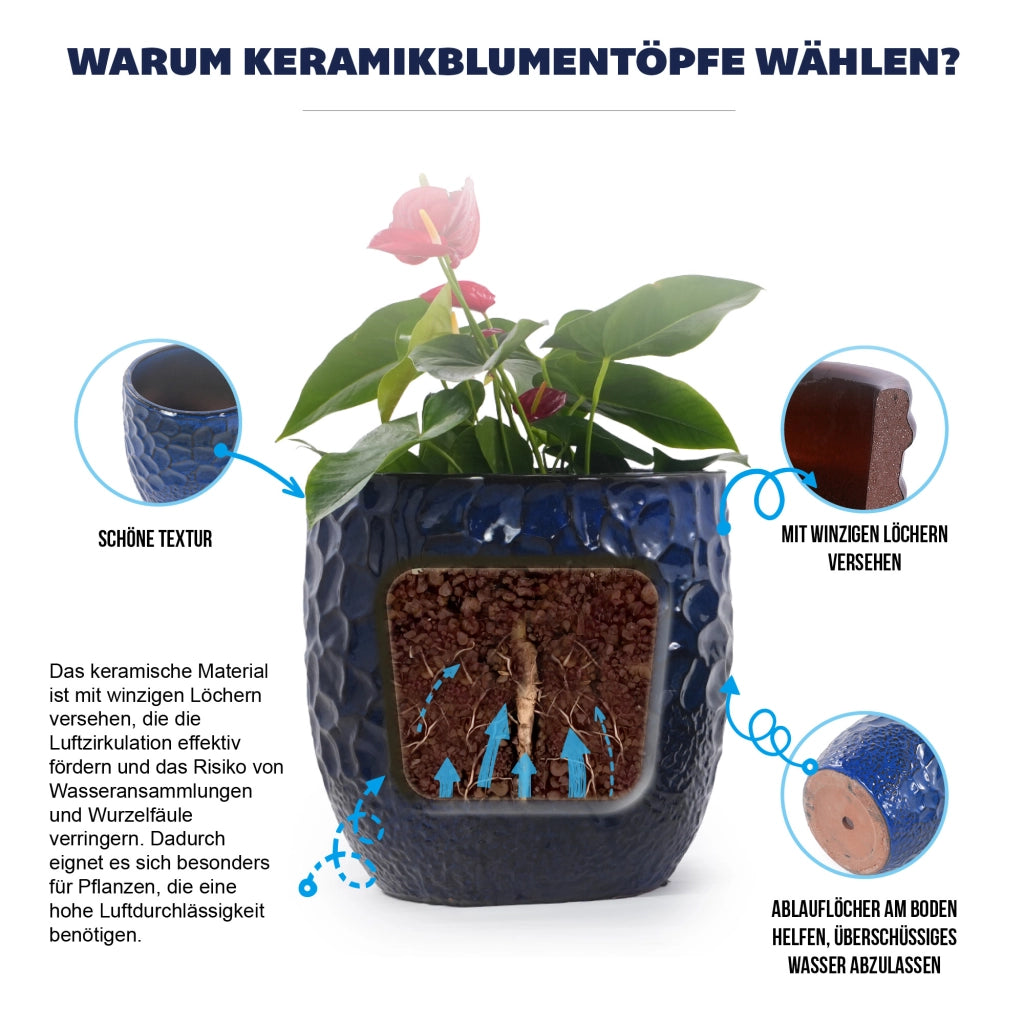 VASO PORTAFIORI Ø30 cm in ceramica blu navy