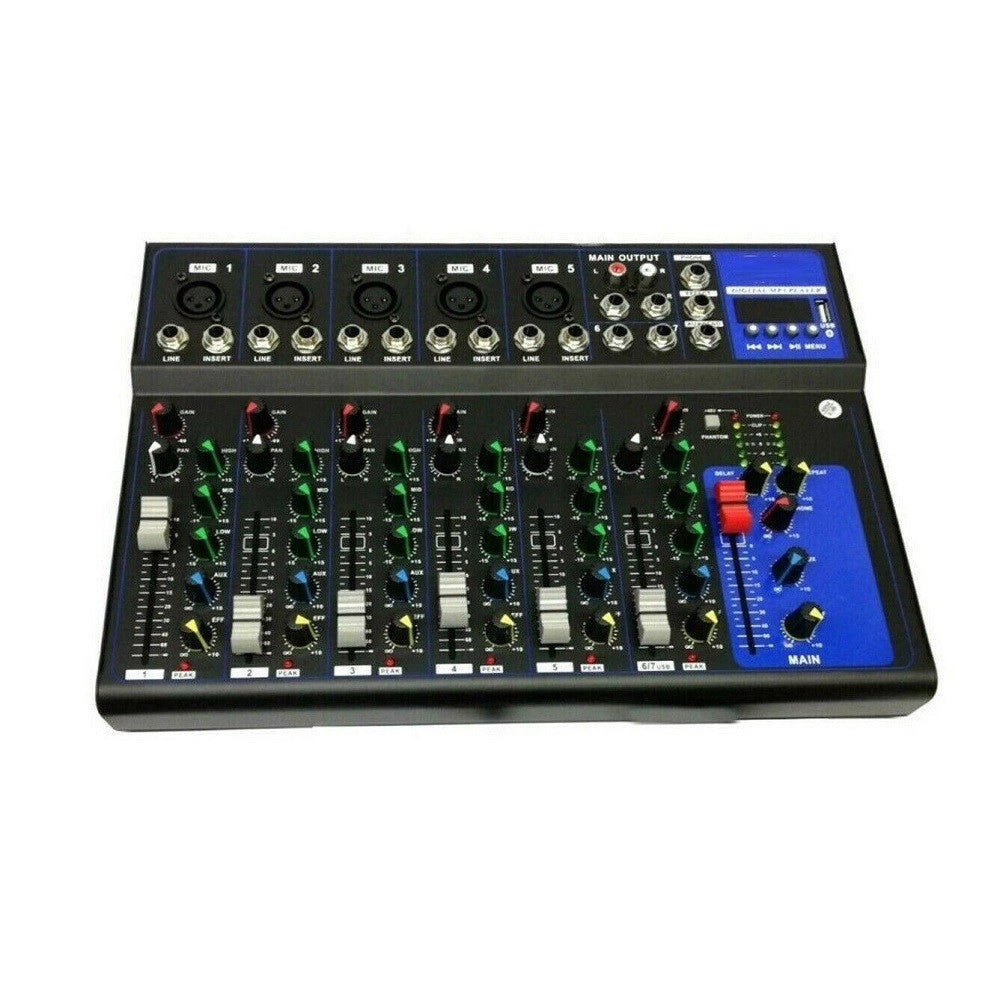 Trade Shop - Mixer Audio Professionale 7 Canali Usb Con Echo-delay Dj Karaoke Pianobar -