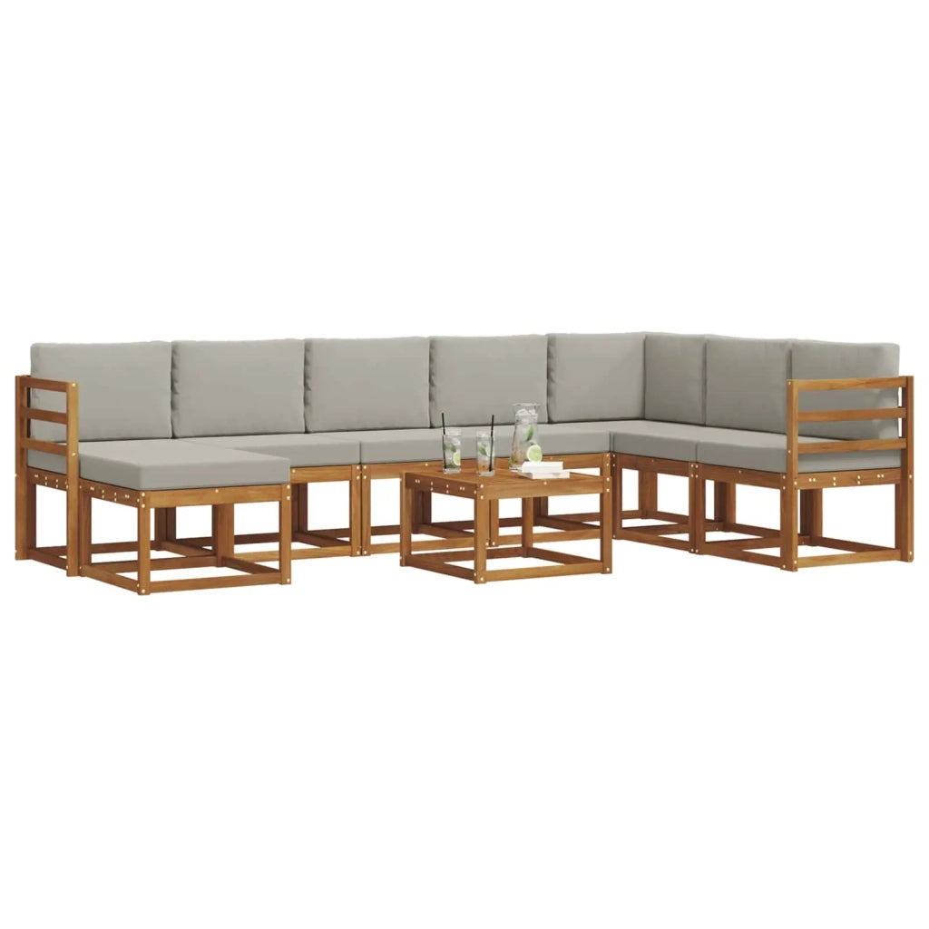Set di divani da esterno 9 pcs Grigio Naturale e Chiaro 3366834