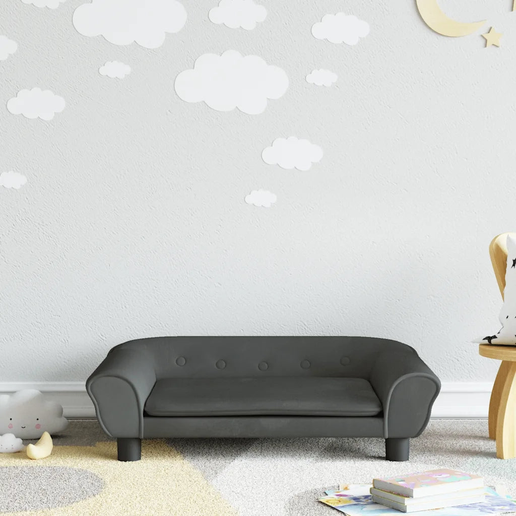 Divano per Bambini-Sofa-Divanetto Grigio Scuro 70x45x26 cm in Velluto