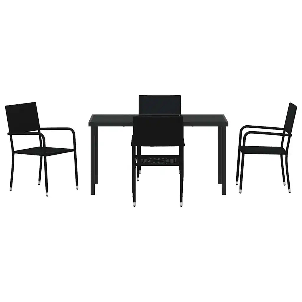 Set da Pranzo per Giardino con cuscino 5 pcs Nero polyrattan 3380038