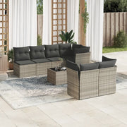Set Divano da Giardino 8pz con Cuscini Grigio Chiaro Polyrattan 3249141