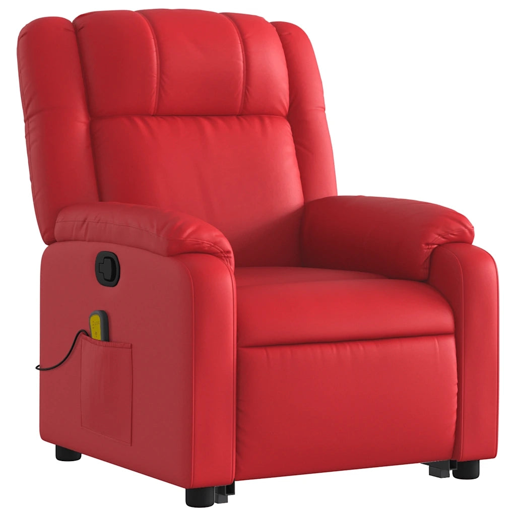 Poltrona Alzapersona Reclinabile Massaggio Rosso in Similpelle 3205162