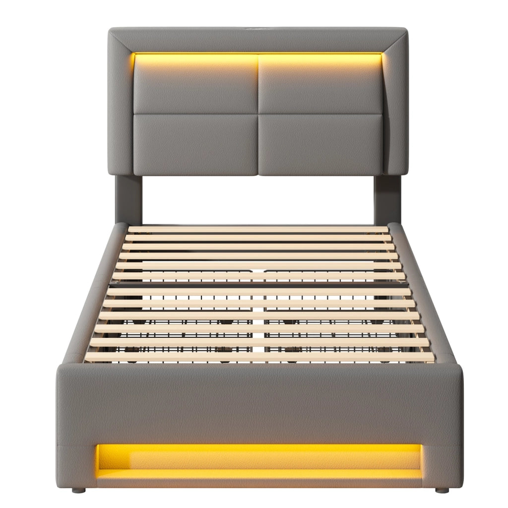 letto imbottito pu grigio 90 x 190 cm