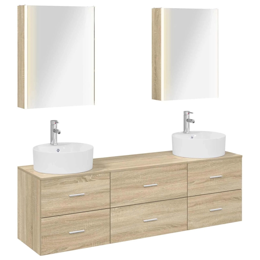 Set di mobili per il bagno 5 pz Rovere Sonoma 3406889