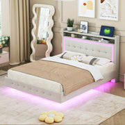 letto imbottito lino beige 140 x 200 cm