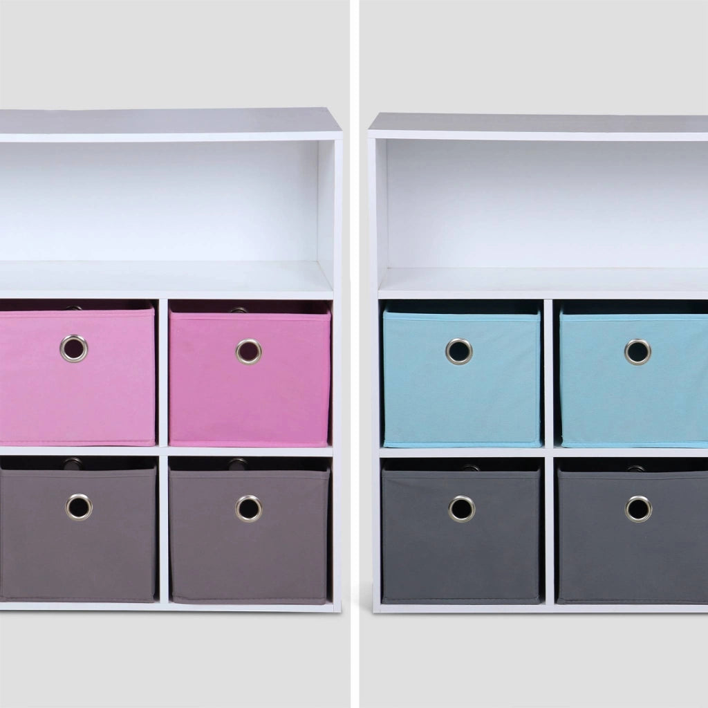 Armadio contenitore per cameretta dei bambini con 6 cestini, blu