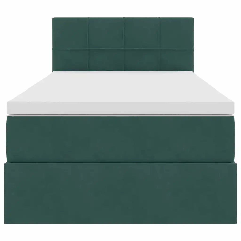 Letto con contenitore e LED Verde Scuro 90 x 190 cm Velluto 3371364