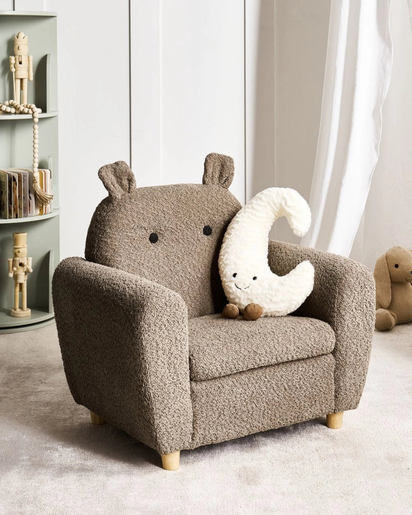 Sedia Marrone Boucle con braccioli per bambini Design moderno