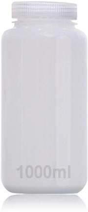Bottiglia di Laboratorio 1000ml - HDPE - Senza Leveggio - Apertura Ampia - Resistente ai Reagenti - Temperatura Massima 120°C - Bottiglia di Laboratorio
