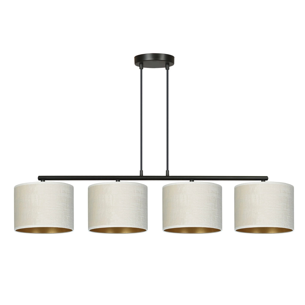 Lampadario Emibig Hilde 4 luci E27 nero crema oro