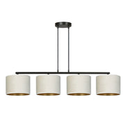 Lampadario Emibig Hilde 4 luci E27 nero crema oro