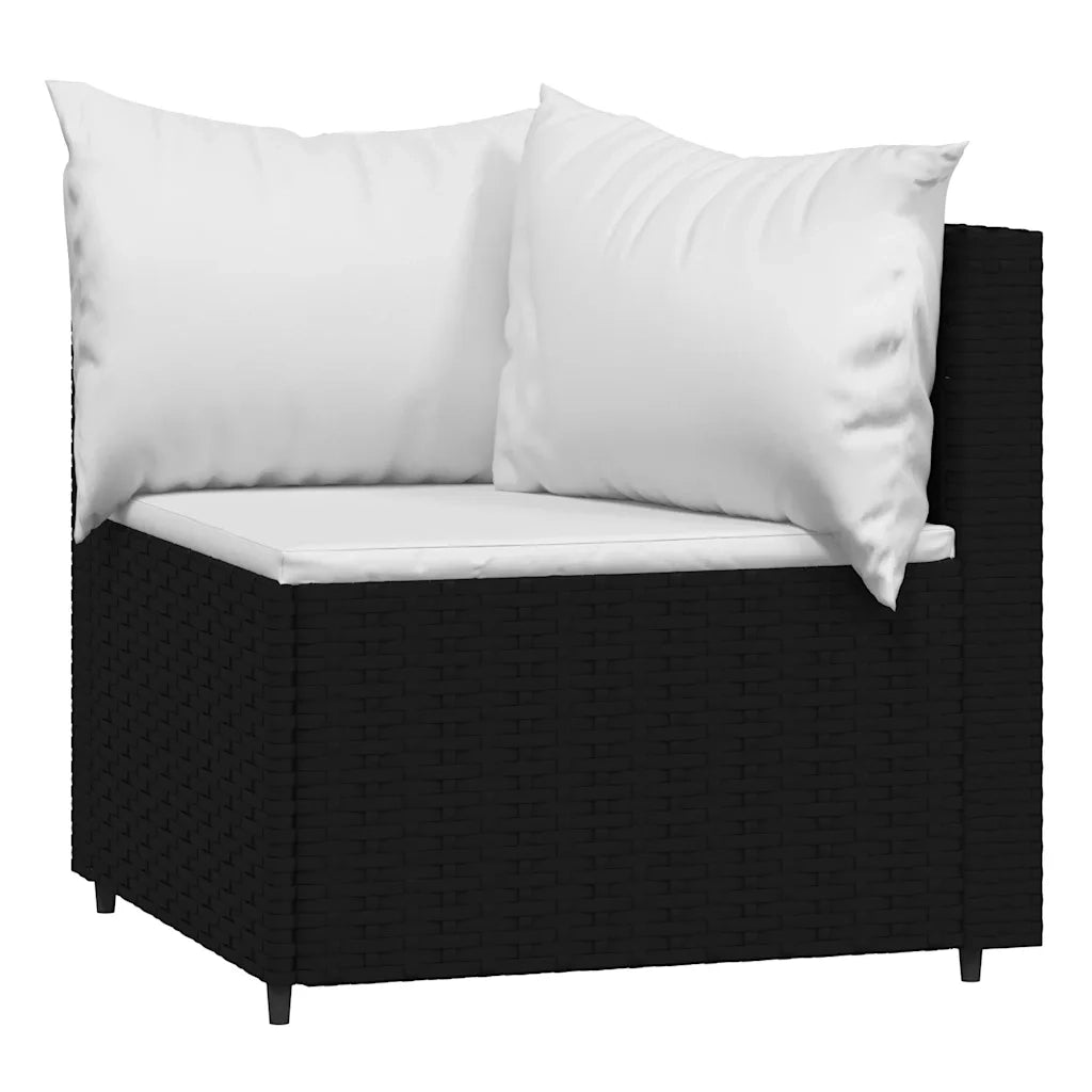 Set Divani da Giardino 3 pz con Cuscini Nero in Polyrattan 319743