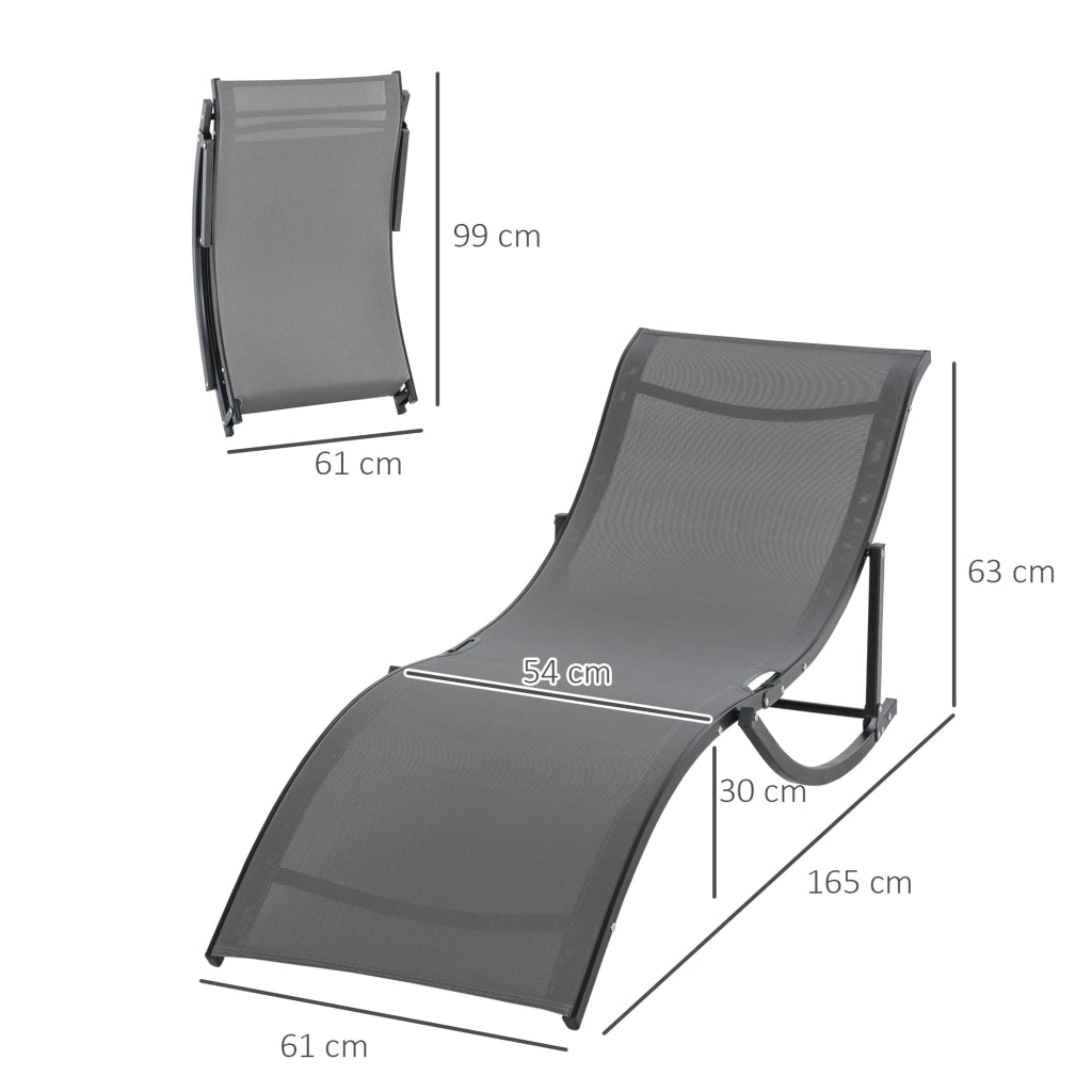Set 2 Lettini da Giardino ¨C Xylo ¨C Textilene Alluminio Grigio Antracite 165x61x63cm