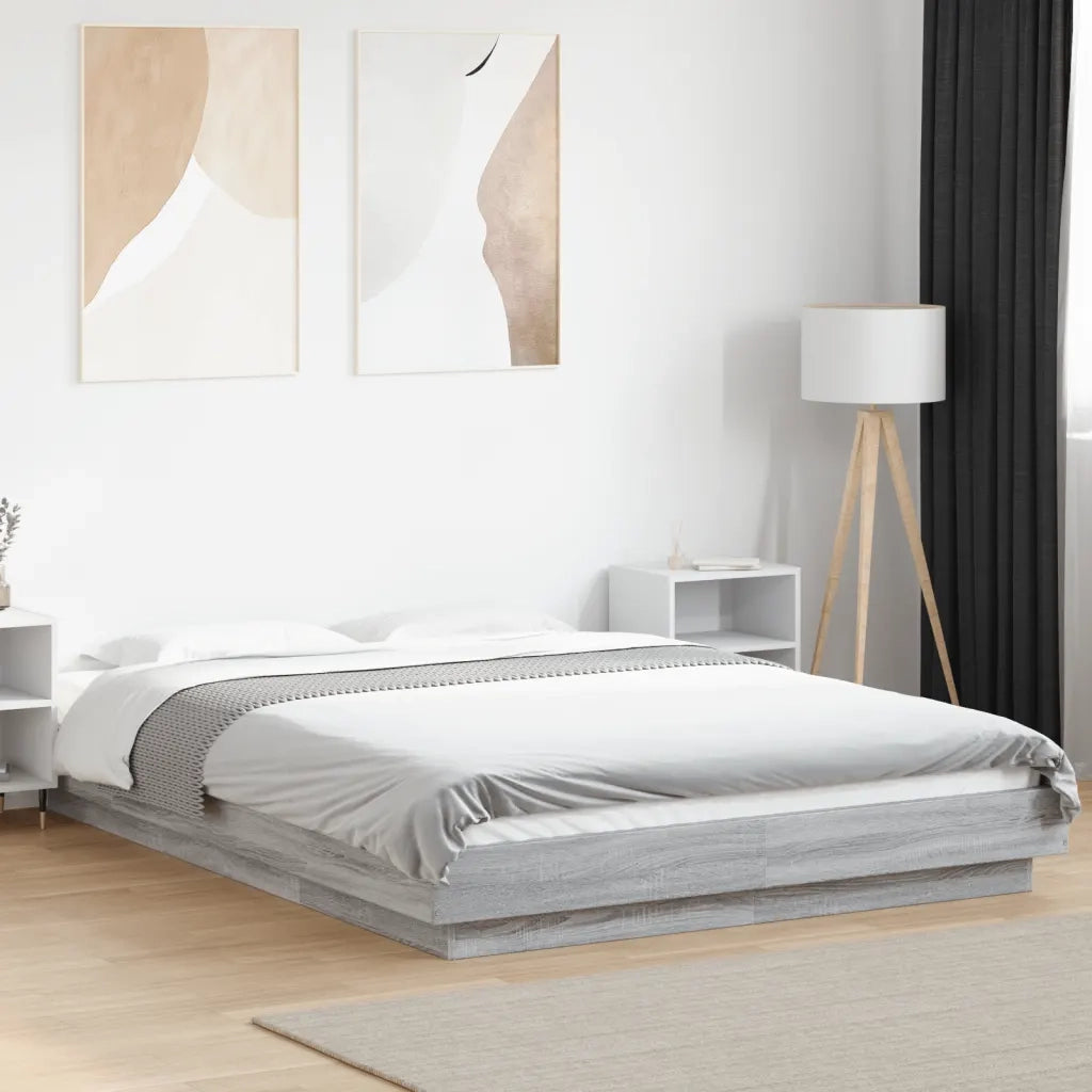 Letto matrimoniale | Letto per adulti | Giroletto Grigio Sonoma 120x190 cm in Legno Multistrato