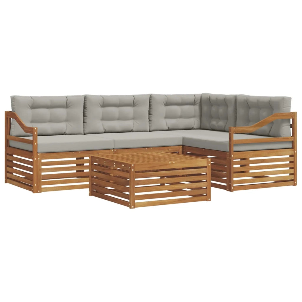 Set di divani da esterno 5 pcs Grigio Naturale e Chiaro 3373436