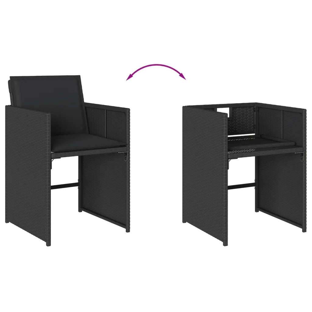 Set da Pranzo da Giardino 13pz con Cuscini Nero in Polyrattan 3277926