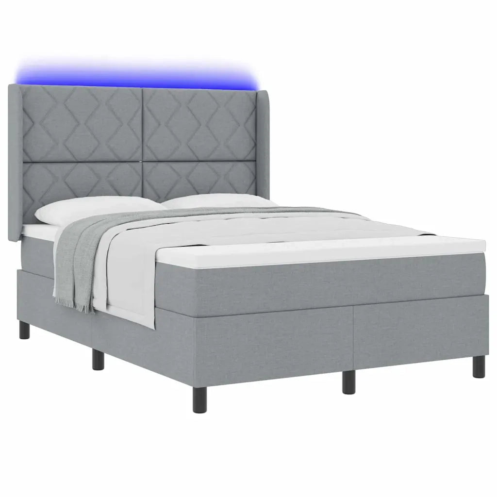 Letto a Sorgente LED Grigio chiaro 140 x 200 cm Tessuto 3343567