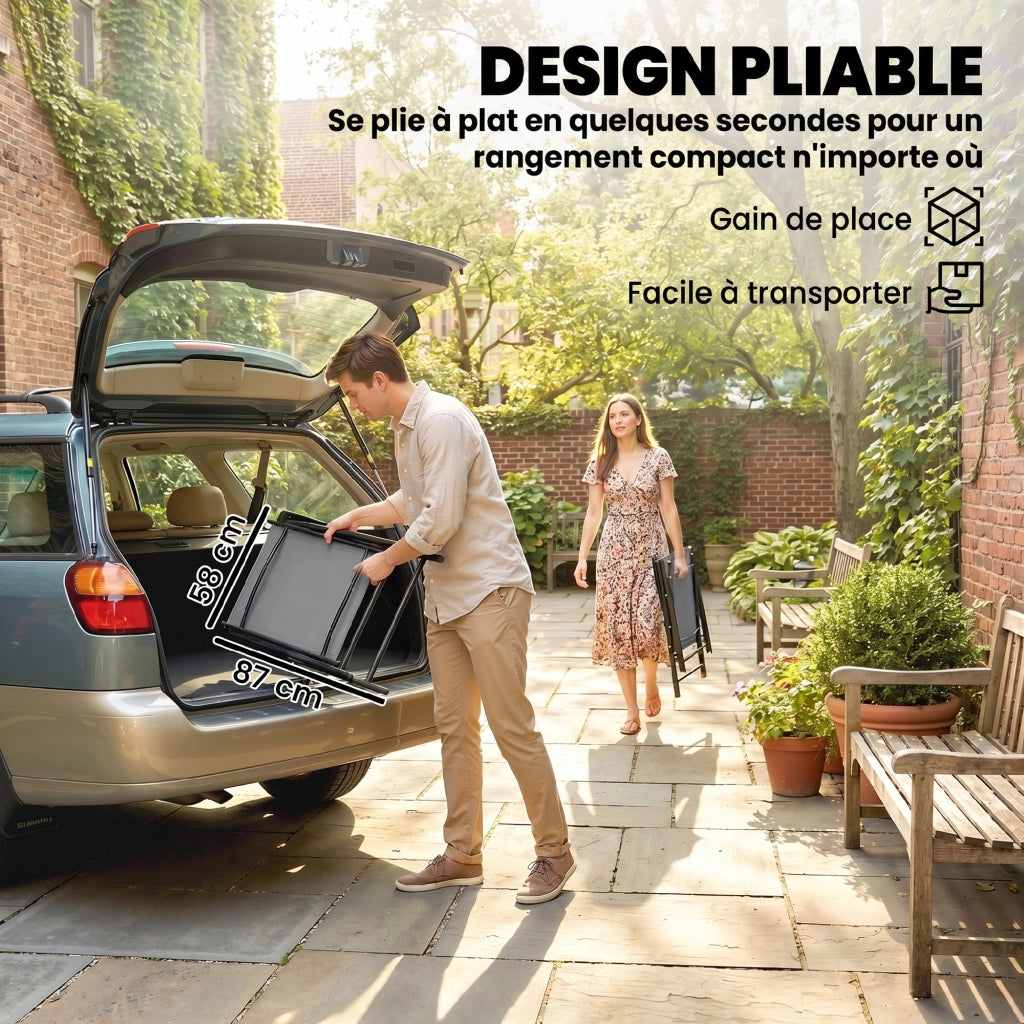 Set di 2 Sedie Pieghevoli con Schienale e Braccioli ¨C Minimal ¨C Grigio Chiaro