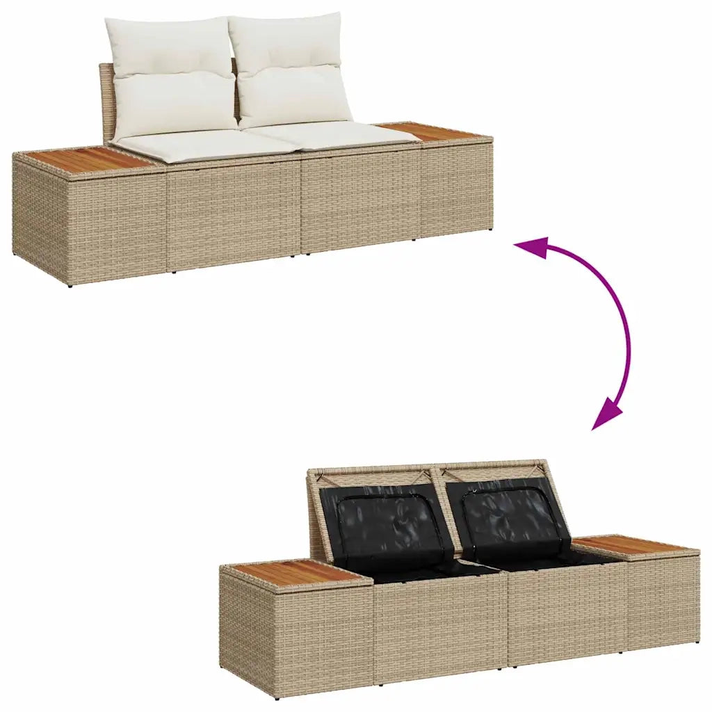 Set Divano da Giardino 9 pcs Beige Poly Rattan 3356726