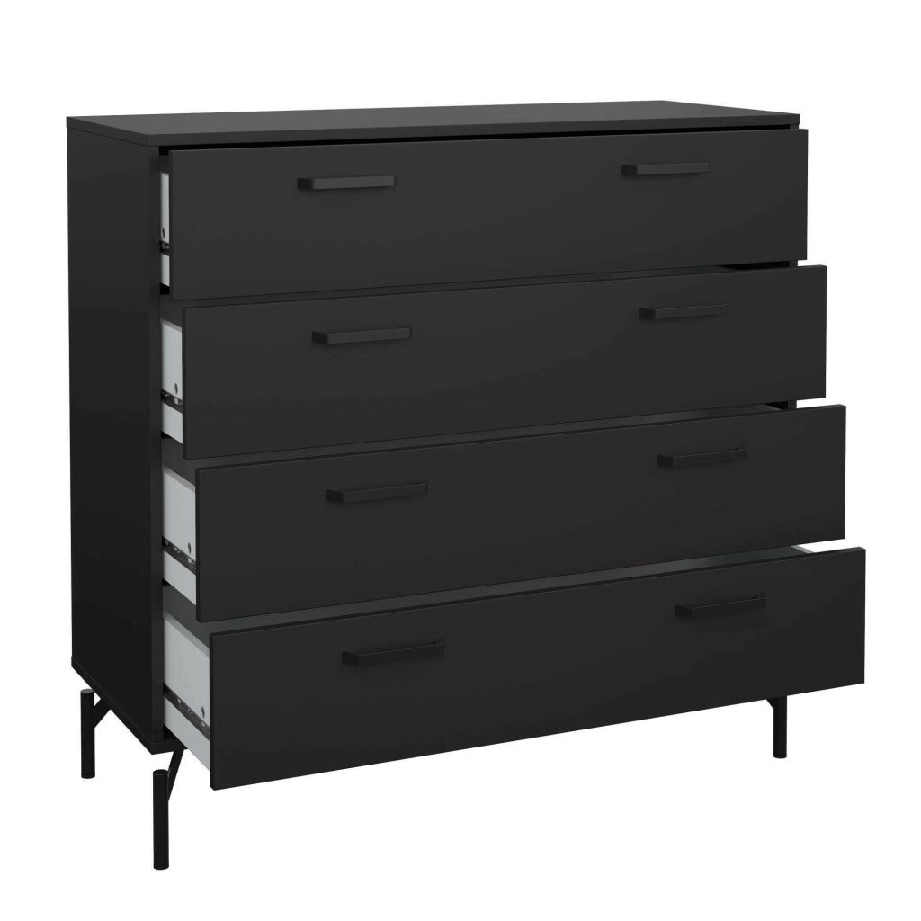 Cassettiera Puglia, Settimino multiuso, Comò camera da letto, Mobile con cassetti, 99x40 h96 cm, Nero