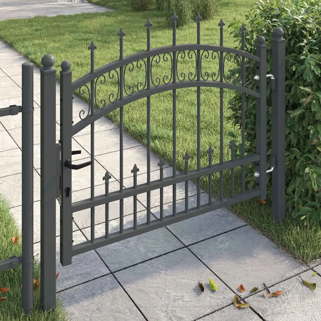 Cancello con Punta a Lancia KAMPEN 103 x 75 cm Acciaio Grigio CFW4598436