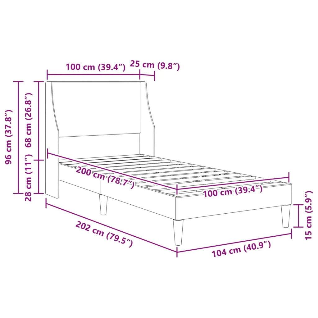 Struttura del letto-Giroletto Grigio chiaro 100 x 200 cm Tessuto 552478