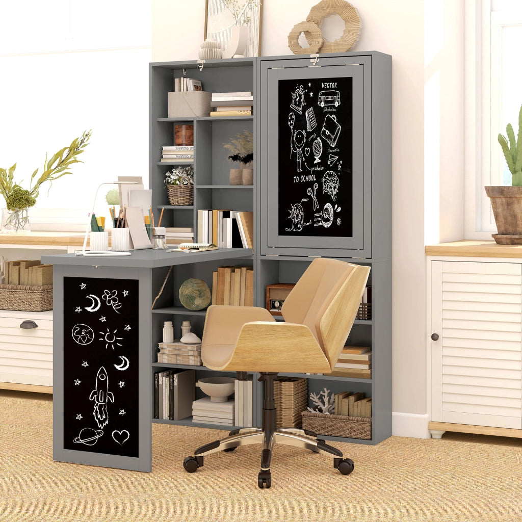 Scrivania con scaffale, ripiano regolabile e lavagna ¨C Minimal ¨C Legno