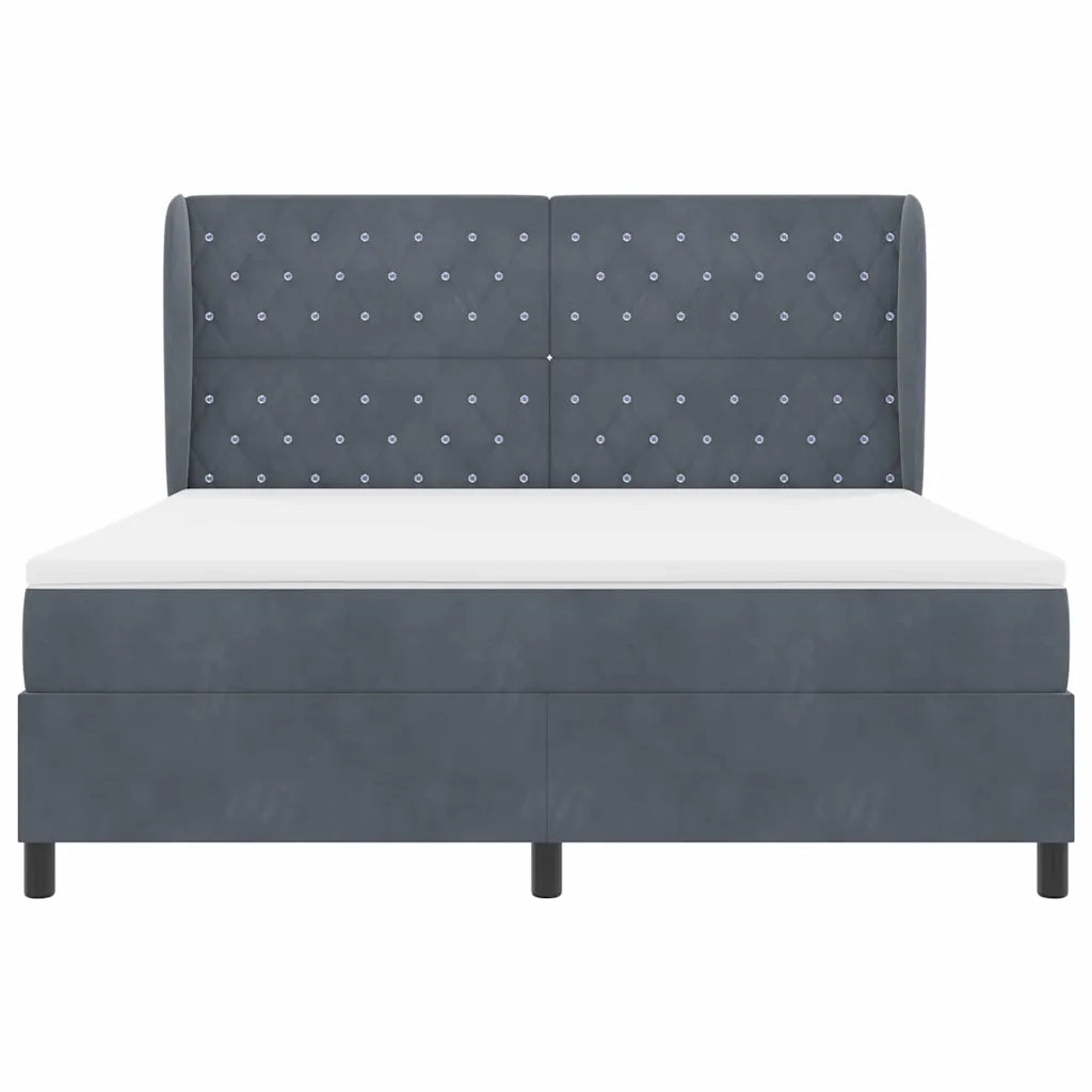 Letto a molle con materasso Grigio scuro 200 x 180 cm Velluto 3340887