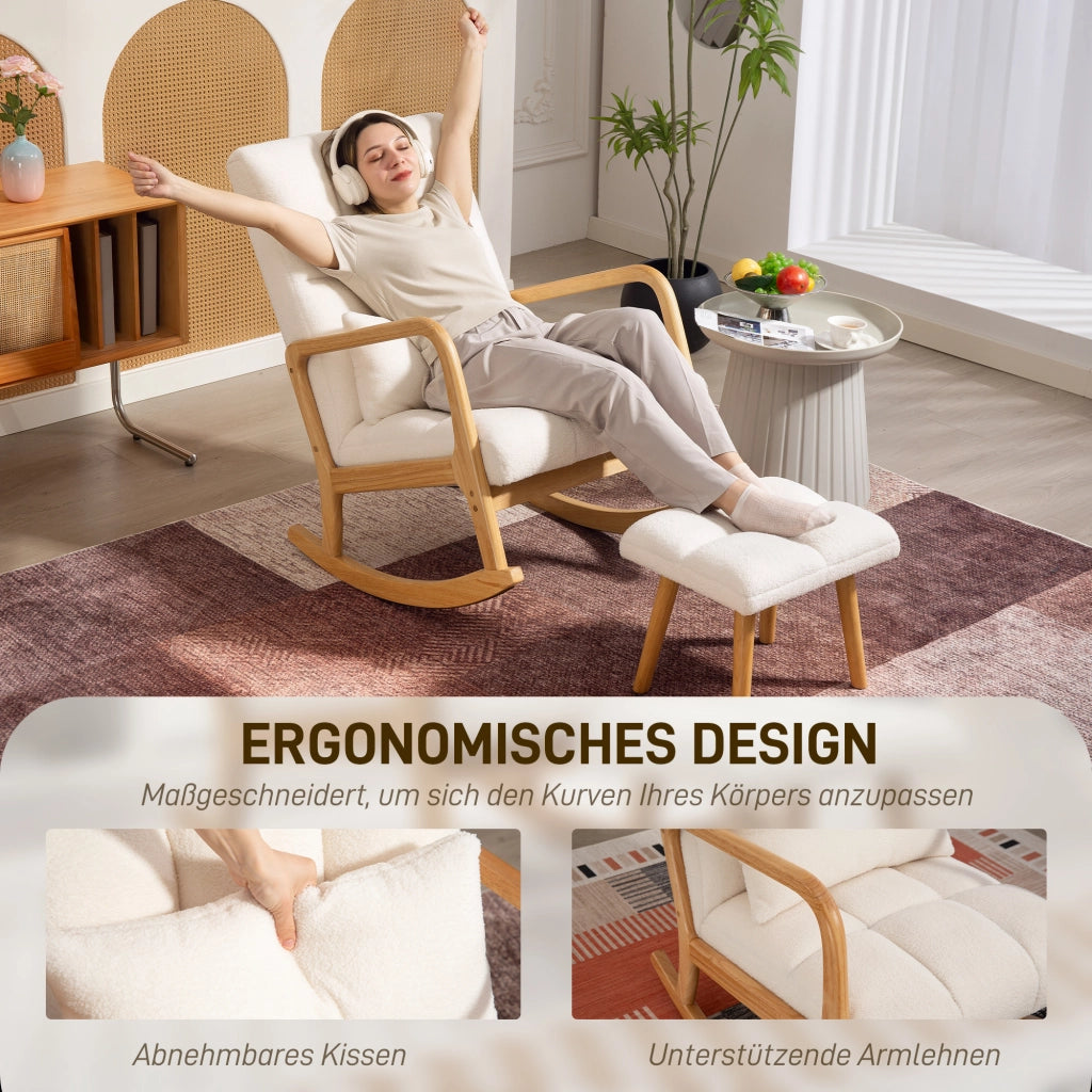 Poltrona Dondolo con Poggiapiedi ¨C Minimal ¨C Tessuto Grigio