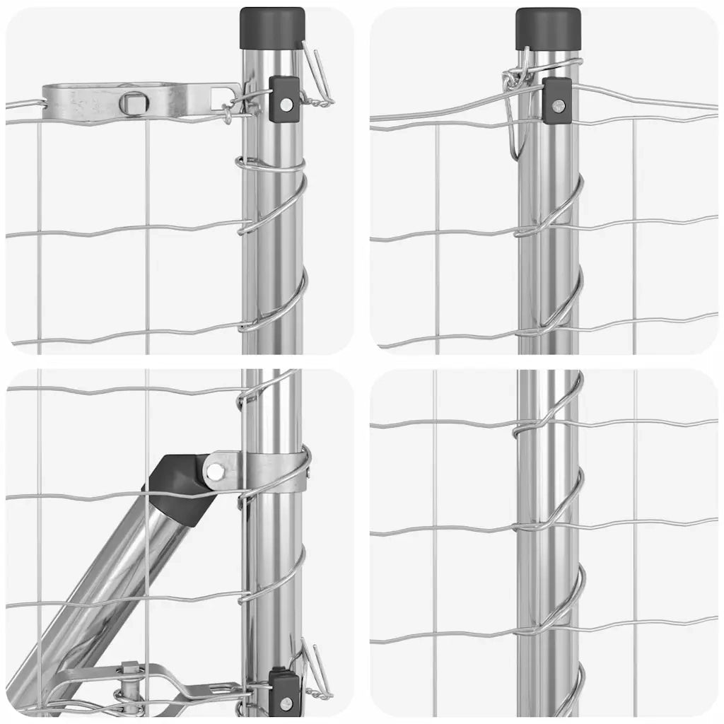 Recinzione con Posto Grigio 0,4 x 25 m Acciaio e PVC 3350491