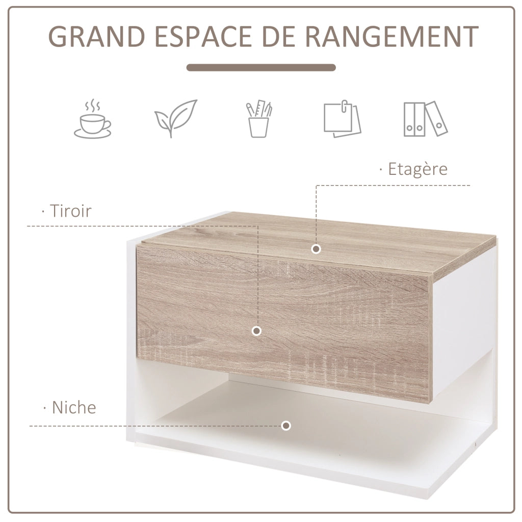 Comodini sospesi ¨C Minimal ¨C Bianco e rovere chiaro