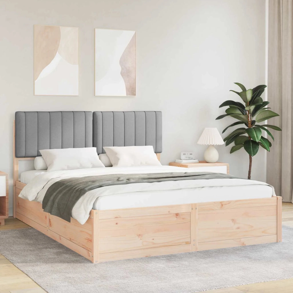 Letto con Testiera Rivestita Grigio chiaro 150 x 200 cm
