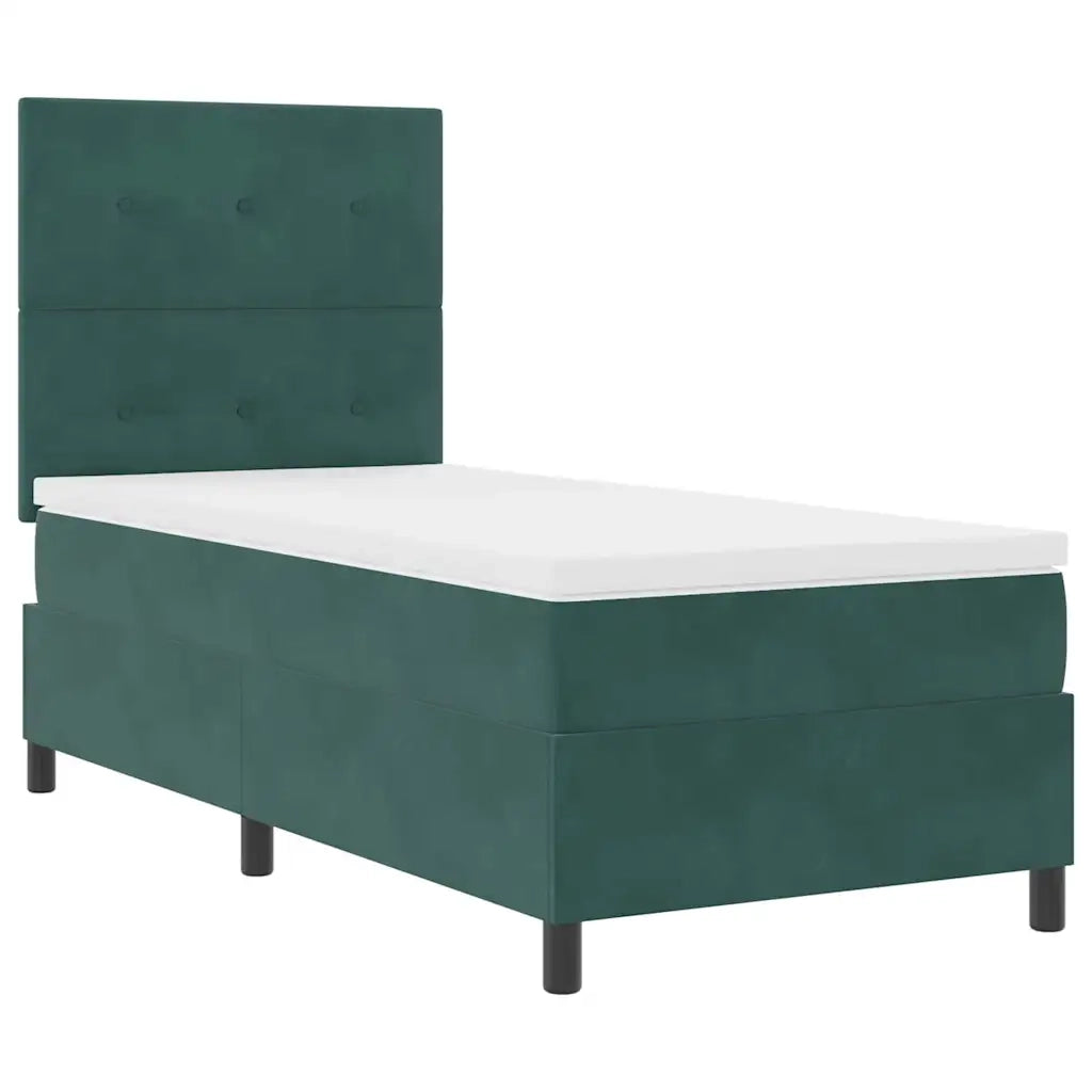 Letto a molle con materasso Verde Scuro 90 x 200 cm Velluto 3339809