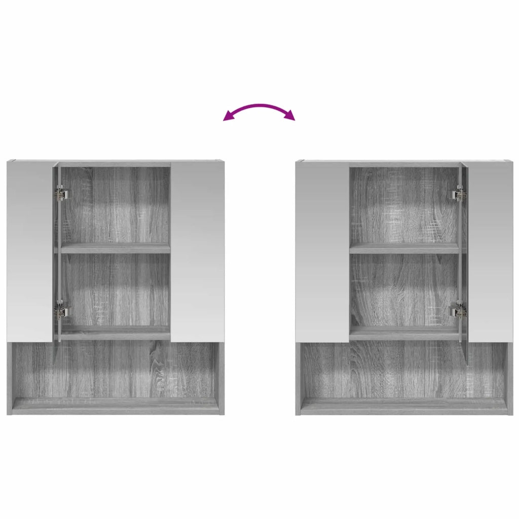 Mobiletto per specchio da Bagno | Armadio da bagno Grigio Sonoma 60 x 14.5 x 70 cm