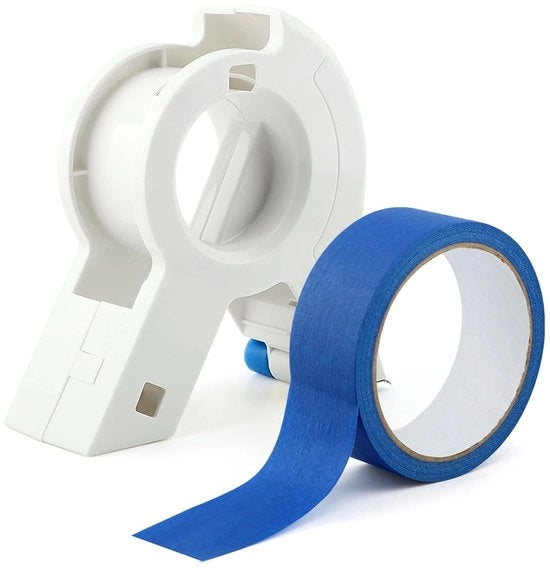 Set di applicazione per stucco, rilasciatore di nastro adesivo per mascheratura con nastro adesivo, applicatore portatile e taglierino per la pittura di portoni decorativi, adatto per diverse superfici (Colore: Bianco)