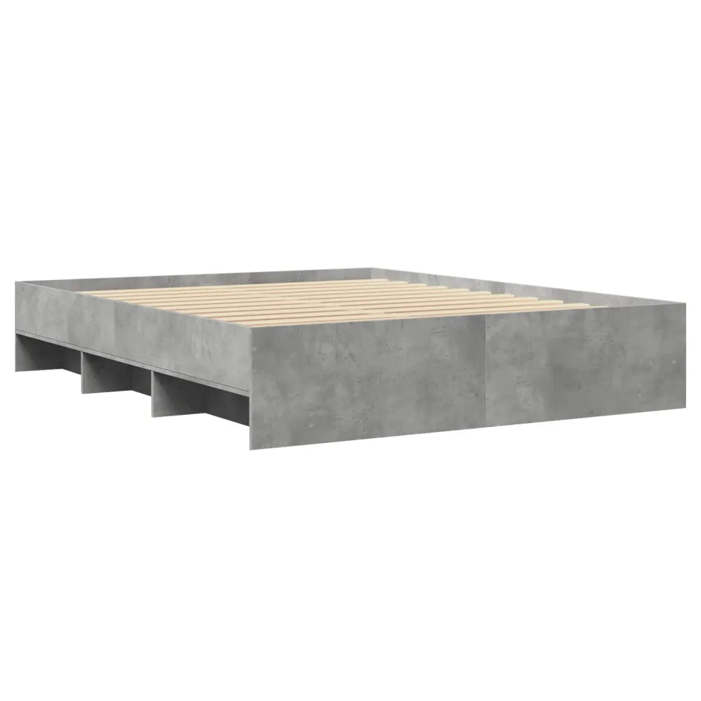 Letto matrimoniale | Letto per adulti | Giroletto senza Materasso Grigio Cemento 160x200cm Truciolato