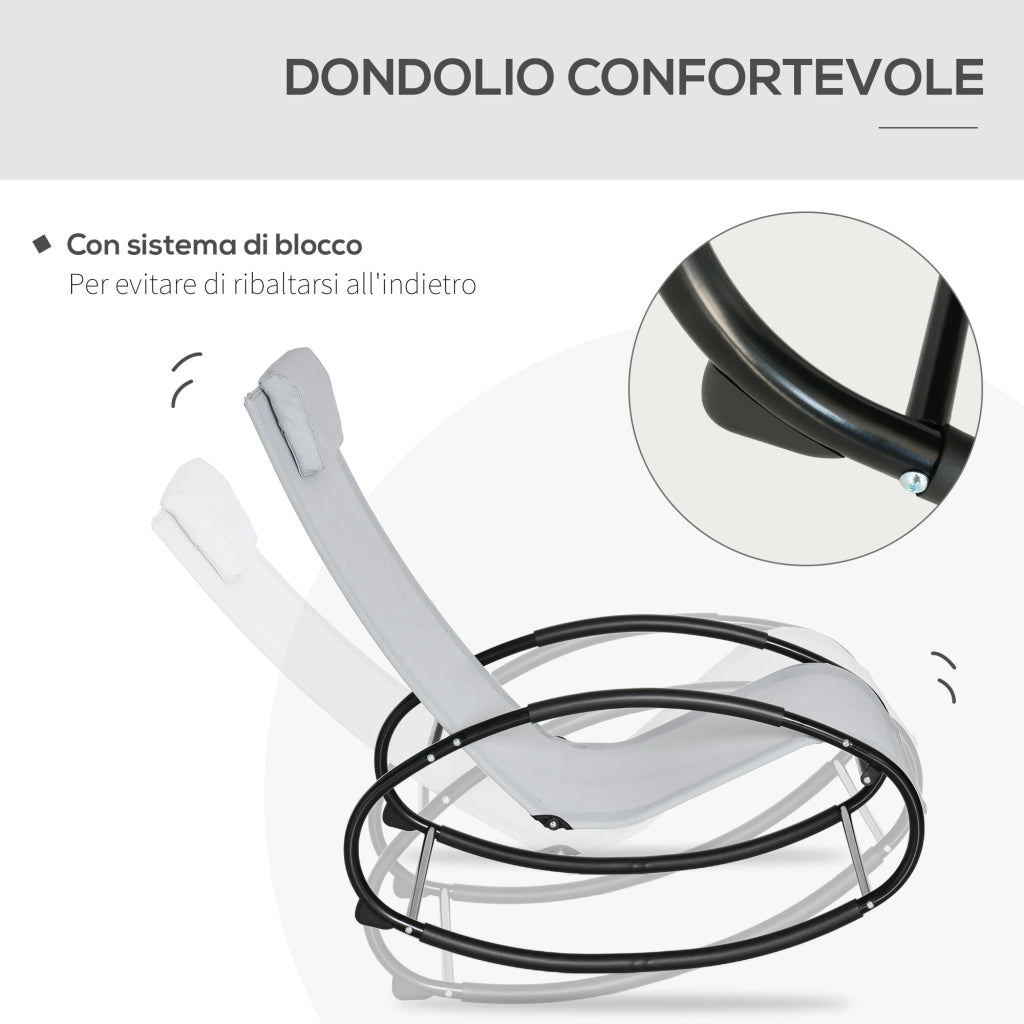 Sedia a Dondolo da Giardino Zero Gravity ¨C zephmum ¨C Grigia, Tessuto Traspirante, 105x62x88 cm