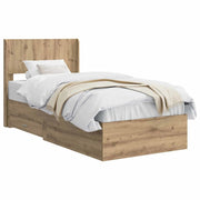 Letto singolo | Letto per adulti | Struttura del letto con stoccaggio e testata Rovere Artigianale