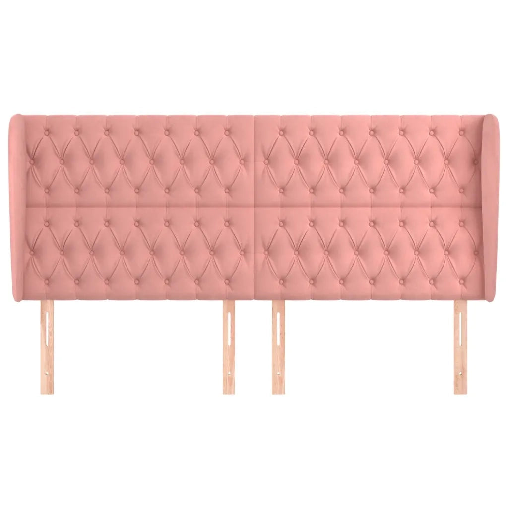 Testiera | Testata ad Orecchio Rosa 203x23x118/128 cm in Velluto