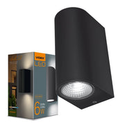 Applique esterna LED su/giù 6W nera IP54 Videx PELLE